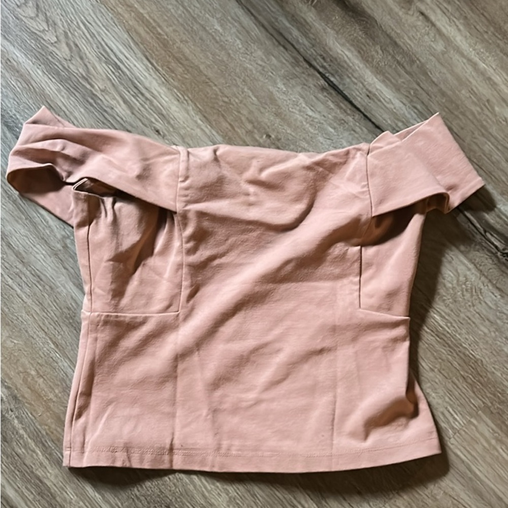 Deletta Anthropologie Pink Off-the-Shoulder Fitted Crop Top